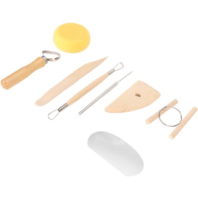 8 Stuks Klei Boetseergereedschap Houten Handvat Roestvrij Staal Hoge Hardheid Modelleerklei Gereedschap voor beige