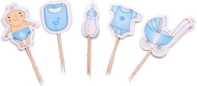 Akyol - Baby boy topper - 10 stuks cupcake toppers - Geboorte topper - its a boy - Taart topper - Cake - Taart - babyshower topper - Het is een jongen - Prikker - 10 cm