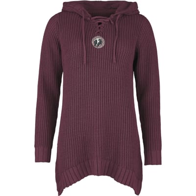 Black Premium by EMP Gebreide trui - Gebreide trui met capuchon en vetersluiting - S tot XXL - voor Vrouwen - bordeaux