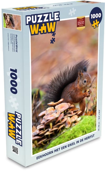 Puzzel Eekhoorn met een eikel in de herfst - Legpuzzel - Puzzel 1000 stukjes volwassenen