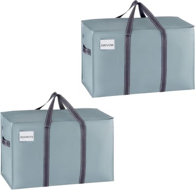 Verhuiszakken Set - Opbergtassen - Spullen Opslaan - Waterbestendig Materiaal - 2 Pack 102 Liter - Lichtblauw Mat