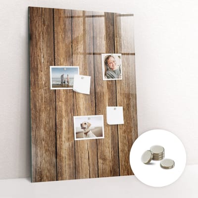 Tulup Glassboards - Houtstructuur Magneetbord - 60 cm x 90 cm - Bruin Magneetbord Design - Gratis 5 Sterke Magneten - Minimalistisch Prikbord - Magnetisch Bord Kind - Magnetisch Memobord - Organiseer Je Bureau - Magneetbord Foto