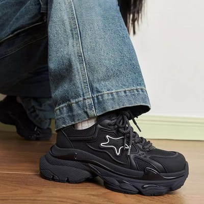 Papa Schoenen Kinderen Lente en Zomer Nieuwe Mesh Ademend Dikke Zool Hoogteverhogend Damesschoenen Casual Sportschoenen 40