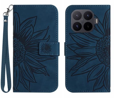 Coverup Hoesje - Geschikt voor Xiaomi 17T Hoesje - Coverup Zonnebloem Book Case met Koord - Donkerblauw