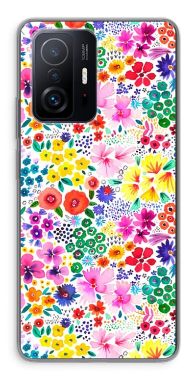 Case Company® - Hoesje geschikt voor Xiaomi 11T hoesje - Little Flowers - Soft Cover Telefoonhoesje - Bescherming aan alle Kanten en Schermrand