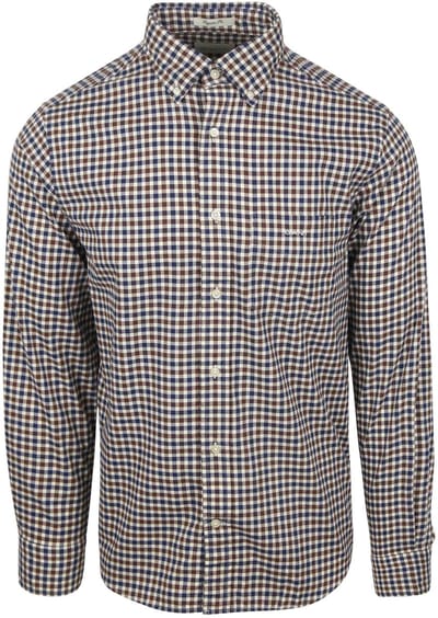 Gant Casual Overhemd Twill Ruit Bruin - Maat L - Heren - Overhemden Casual