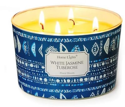 Geurkaarsen met 4 wicks voor thuis - Sojawas Mengkaars 510g - Schoon branden tot 50 uur - Woondecoratie en Geschenken - Witte Jasmijn en Tuberoos