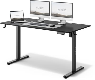 SENSE7 NOJO - Zit Sta Bureau - Elektrisch Verstelbaar - 140 x 70 cm - Computerbureau - Gamingbureau - Elektrische Hoogteverstelling - Geheugenfunctie - Hoofdtelefoonhouder - Kabelopbergsysteem - Zwart