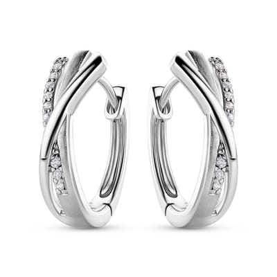 Miore Pure Oorbellen Dames - van Zilver - Met Zirkonen - Hypoallergene Oorringen - 16.5 mm
