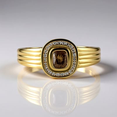 Cavill - 14K Geelgouden Ring - SI2 Bruine Antieke Briljant Diamant 0,414 ct - 0,538 ct Luxe Chocolade Diamant Ring - Moderne Elegant Design