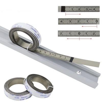 Ynkkvre - meetlint - zelfklevende meetband - voor verstekzaag en maatverdeling - schaalverdeling van midden naar rechts en links - 2.5M-0-2.5M - zilver - 1 stuk