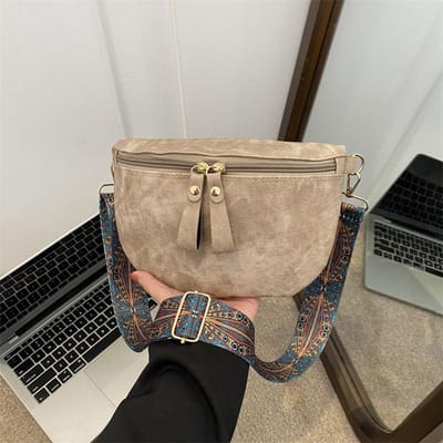 Vrouwen PU leren heuptas Stijlvolle hobo effen kleur schoudertas Luxe designer borsttas Brede band Mode heuptas gray