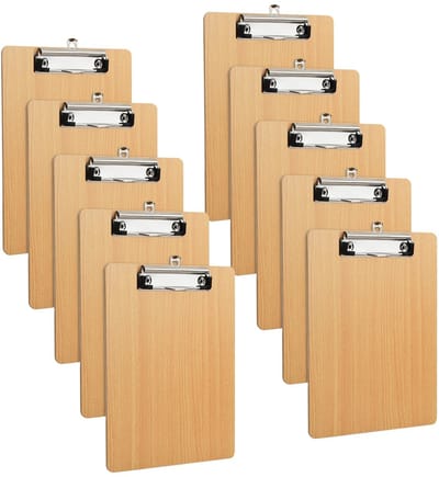 LIVIA HOME- Klembord A4 Houten - 10 Stuks - Papierklem - Klembord A5 - Klembord met Omslag - Schrijfbord met Afgeronde Hoeken - Lichtgewicht