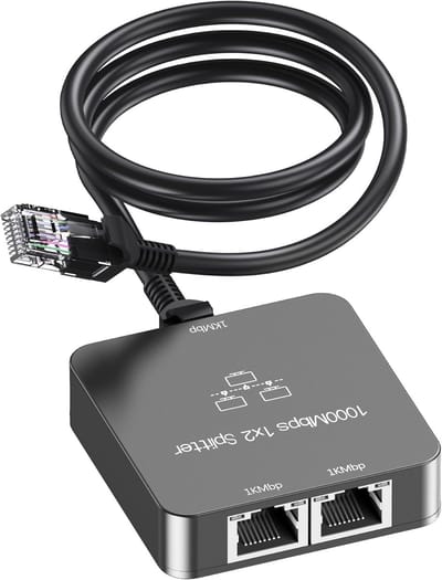 Ethernet Splitter 1 naar 2 met Ethernet-kabel - Gigabit RJ45 adapter voor hoge snelheid tot 1000 Mbps - Compatibel met Cat 5/5e/6/7/8 kabel
