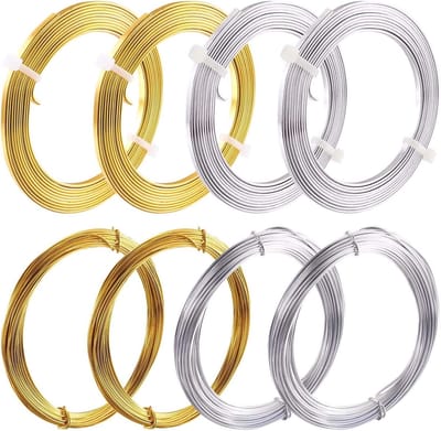 Aluminium Ambachtsdraad - Kralendraad Sieraden - Sieraden Maken - Flexibel Buigbaar Materiaal - 28m Totaal - Goud Zilver