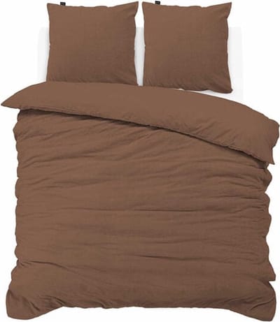 iSleep Dekbedovertrek Teddy Fleece - Litsjumeaux - 240x200/220 cm - Bruin