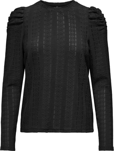 Only T-shirt Onlmelanie L/s O-neck Top Jrs 15365094 Black Dames Maat - S