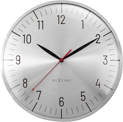 Wandklok 30,5cm-koepelglaslens-stil-zilver-aluminium-neXtime 'Frankfurt'