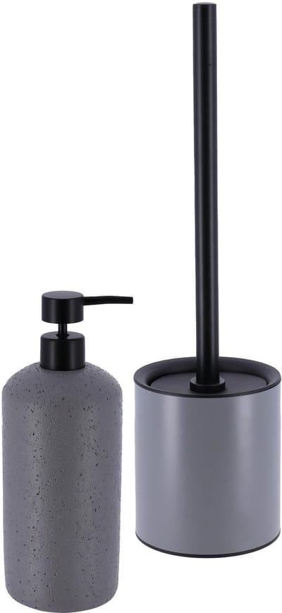 Tendance Badkamer accessoires set - 2-delig - Urban Stone - grijs - toiletborstel/zeeppomp