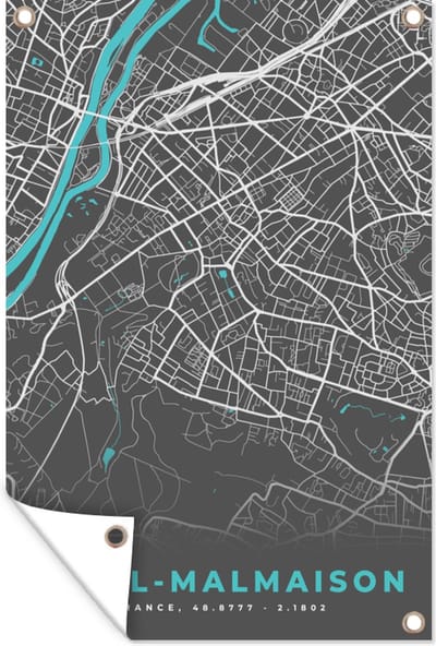 Muurdecoratie Plattegrond – Rueil-Malmaison – Stadskaart – Kaart – Frankrijk - 120x180 cm - Tuinposter - Tuindoek