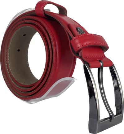 Heren Riem - 3.5 cm Breed - Rood Leer - Dames Riem - Rood - Totale Riem Lengte 115 cm (Taillemaat tot 95 cm)