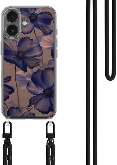 Casimoda® hoesje met zwart koord - Geschikt voor iPhone 17 - Twilight Petals - Afneembaar koord - TPU/polycarbonaat - Multi