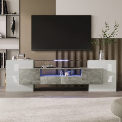 TV meubel kast - dressoir - 200 cm - met lades en opbergruimte - LED - Scandinavische stijl - Zwart