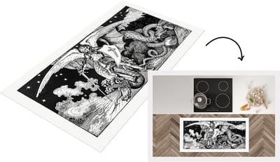 Keukenloper - Loper keuken - Retro - Draak - Engel - 120x60 cm - Keukenloper vinyl