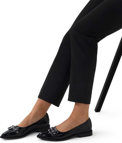 Manfield - Dames - Zwarte lakleren loafers - Maat 37