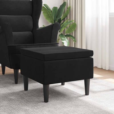 vidaXL - Kruk - met - houten - poten - fluweel - zwart