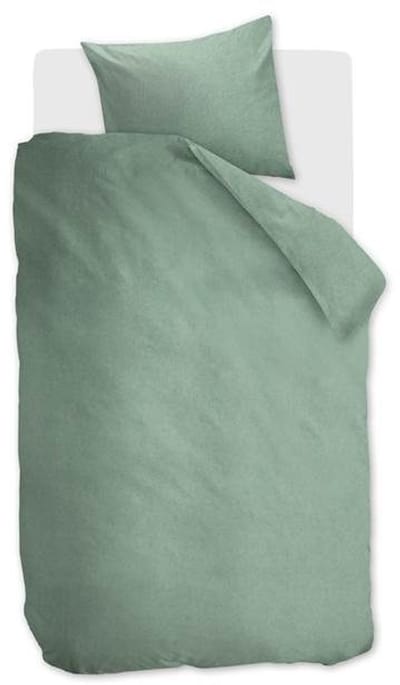 Snoozing Flanel Uni Dekbedovertrek - Eenpersoons - 140x200/220 cm - Grey Green