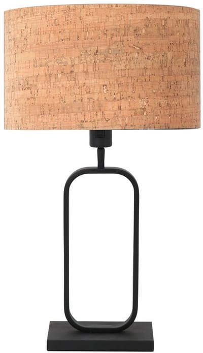 Tafellamp Stang 4805ZW met kantelbare fitting van kurk en metaal, hoogte 47 cm, rechthoekige voet 15x30 cm, Steinhauer, modern design, kleur zwart en beige
