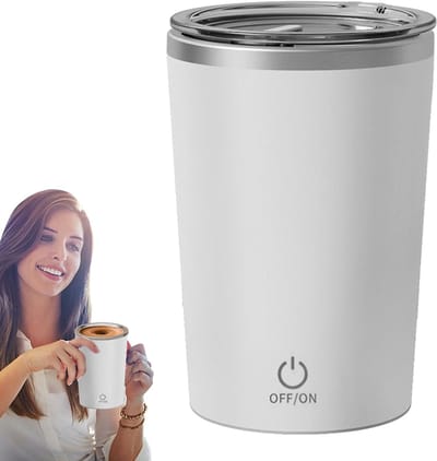 Roerbeker mixer, 350 ml reismok met magnetische mixer en deksel, roestvrijstalen mengbeker | Automatische magnetische mengbeker voor mannen, vrouwen, tieners