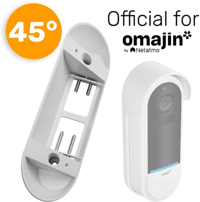 Made for Omajin – 45° Hoekbeugel voor Slimme Videodeurbel – Wit Kunststof – Inclusief Schroeven – Weerbestendig – Eenvoudige montage