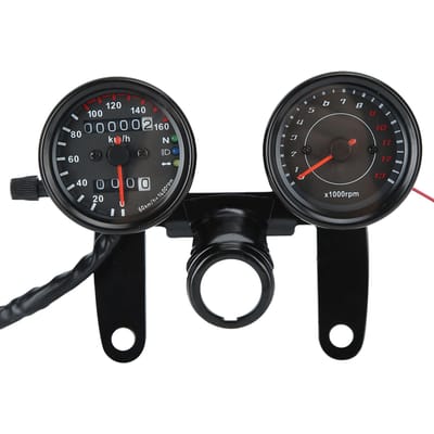 Compteur kilométrique de vitesse universel pour moto Accessoire d'instrument rétro modifié black
