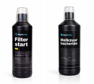 Aquabetta Vijveronderhoud Set - Melkzuurbacteriën 1 Liter - Filterstart Gel 500 ml - Probiotica en Vijverbacteriën - Voor Gezonde Vissen en Helder Vijverwater