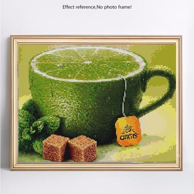 Peinture diamant avec pierres rondes, fruits, broderie, affichage complet 20X30