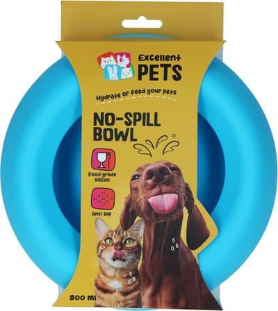 Excellent Pets Anti-knoei Voer- en Drinkbak Hond en Kat - 800 ml - Voerbak met Antislip - M - Morsbestendige Rand - Siliconen Drinkbak - Blauw