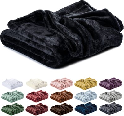 Lavea® Fleece Deken 130x150 cm – 1-persoons, Zacht – Warme Woondeken van Pluizige Microvezel voor Bank en Bed, Ademend en Wasbaar – Zwart