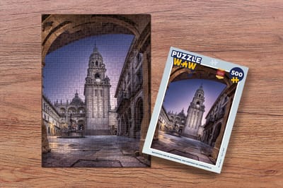 Puzzel Nachtfoto van de kathedraal van Santiago de Compostella - Legpuzzel - Puzzel 500 stukjes