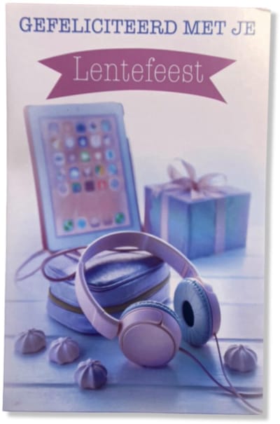Lentefeest Wenskaart Tablet - 12x17cm - Gevouwen kaart inclusief envelop
