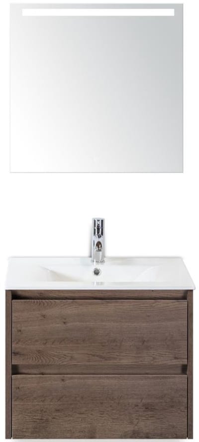 Dante Badmeubelset 60 cm - Tabacco - Keramische Wastafel Wit Enjoy met Sence Spiegel