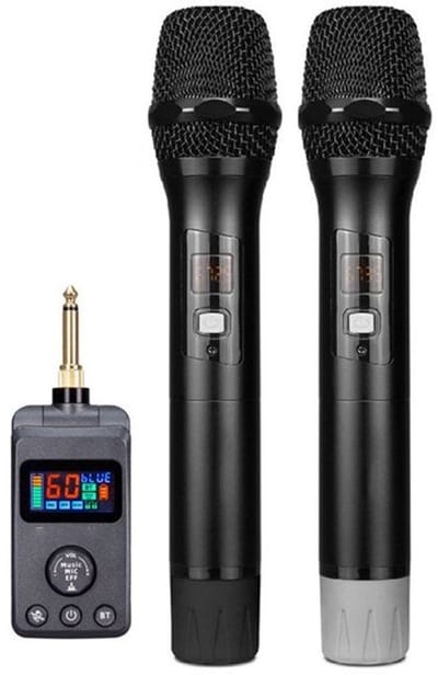 LISM-De M50 draadloze Bluetooth-microfoon is voorzien van feedback- en nagalmfuncties, waardoor hij geschikt is voor zang en thuisentertainment. Hij heeft een metalen behuizing en is zwart van kleur.