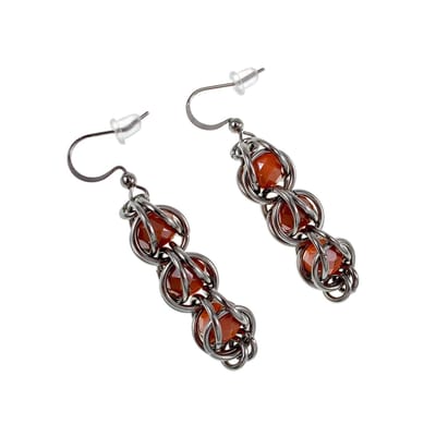 esde2 Oorhangers Dames - RVS - Haakoorbellen met Ondoorzichtige Oranje Kristal – 53mm – Handgemaakt