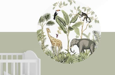 Muurcirkel jungle monkey - Ø 100 cm - Dieren - Muurcirkel binnen - Wanddecoratie - muursticker - Babykamer en kinderkamer