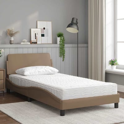 vidaXL - Bed - met - matras - "Dover" - kunstleer - cappuccinokleurig - 100x200 - cm