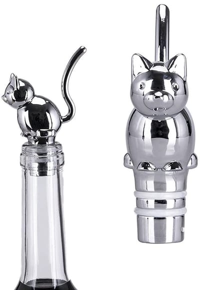 Dailygoods- Wijnflesstopper Vacuum - Kat Vorm - Decoratieve Flessenstop - Barware Tool - Cadeau voor Feesten - Houdt Wijn Vers - Wijnstopper