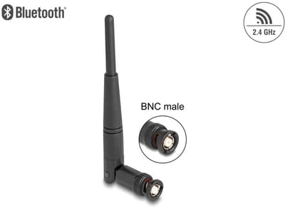 Delock WiFi 2.4 GHz Antenna BNC plug 2 dBi 14.5 cm omnidirectional with tilt joint black