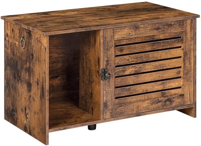 TRANKIELO® - Multifunctionele Kattenbak Kast – Vintage Bruin – Grote Opbergruimte – Afmetingen: 80 x 45 x 46cm