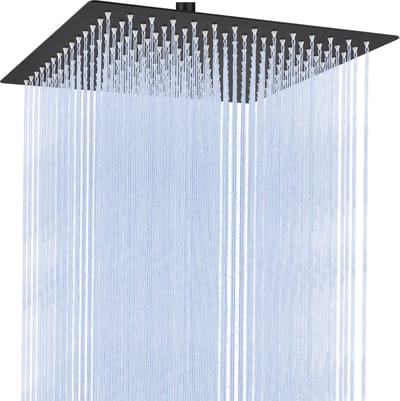 DERW MAX Regendouchekop 30 CM Vierkant - Waterbesparende Douchekop - Hoge Druk - Hoofddouche - Anti-kalk Douchekop - RVS - Zwart